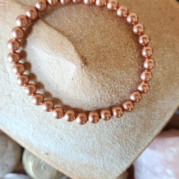 Bohemian Copper beaded stretch healing bracelet. Sizes 6.5 -7.5 - Picture 11 of 13